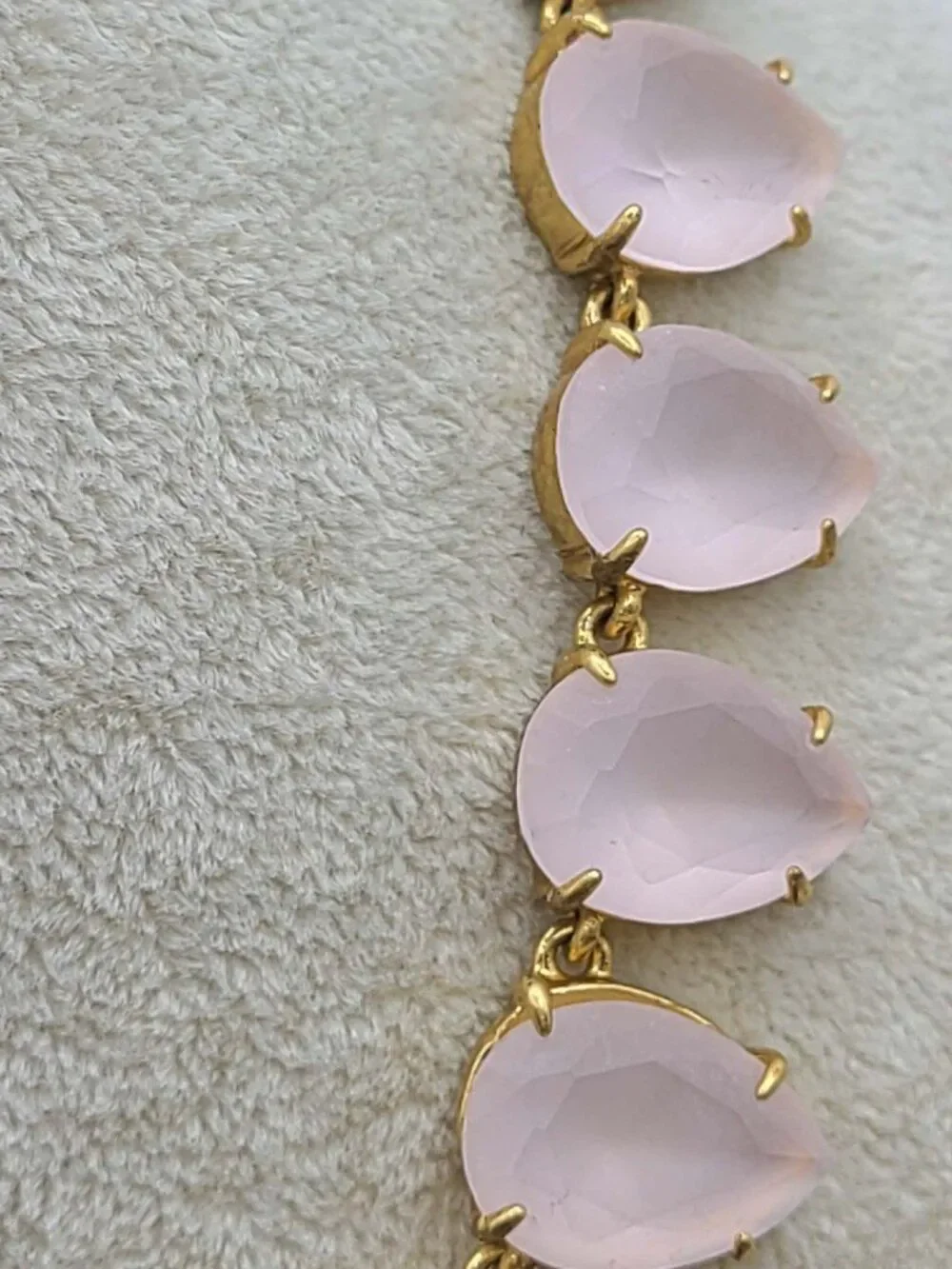J Crew Frosted Matte Satin Light Pink Tear Drop Crystal Necklace
